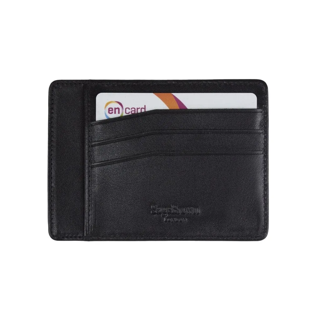 Slim Leather Flat Credit Card Holder - Black