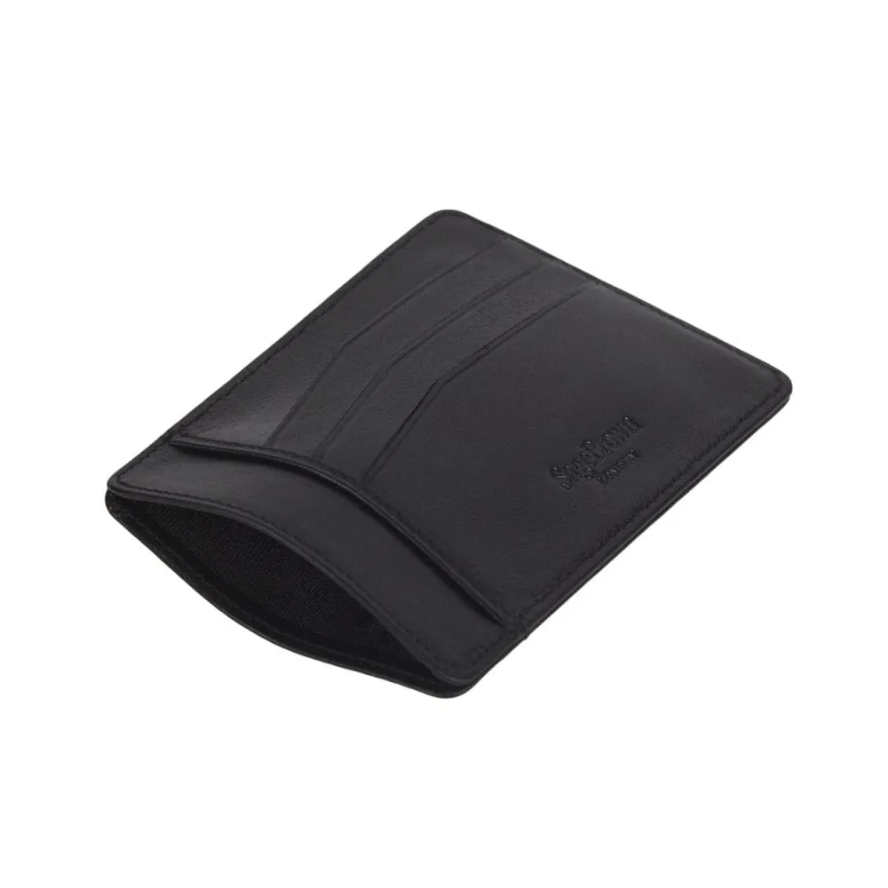 Slim Leather Flat Credit Card Holder - Black