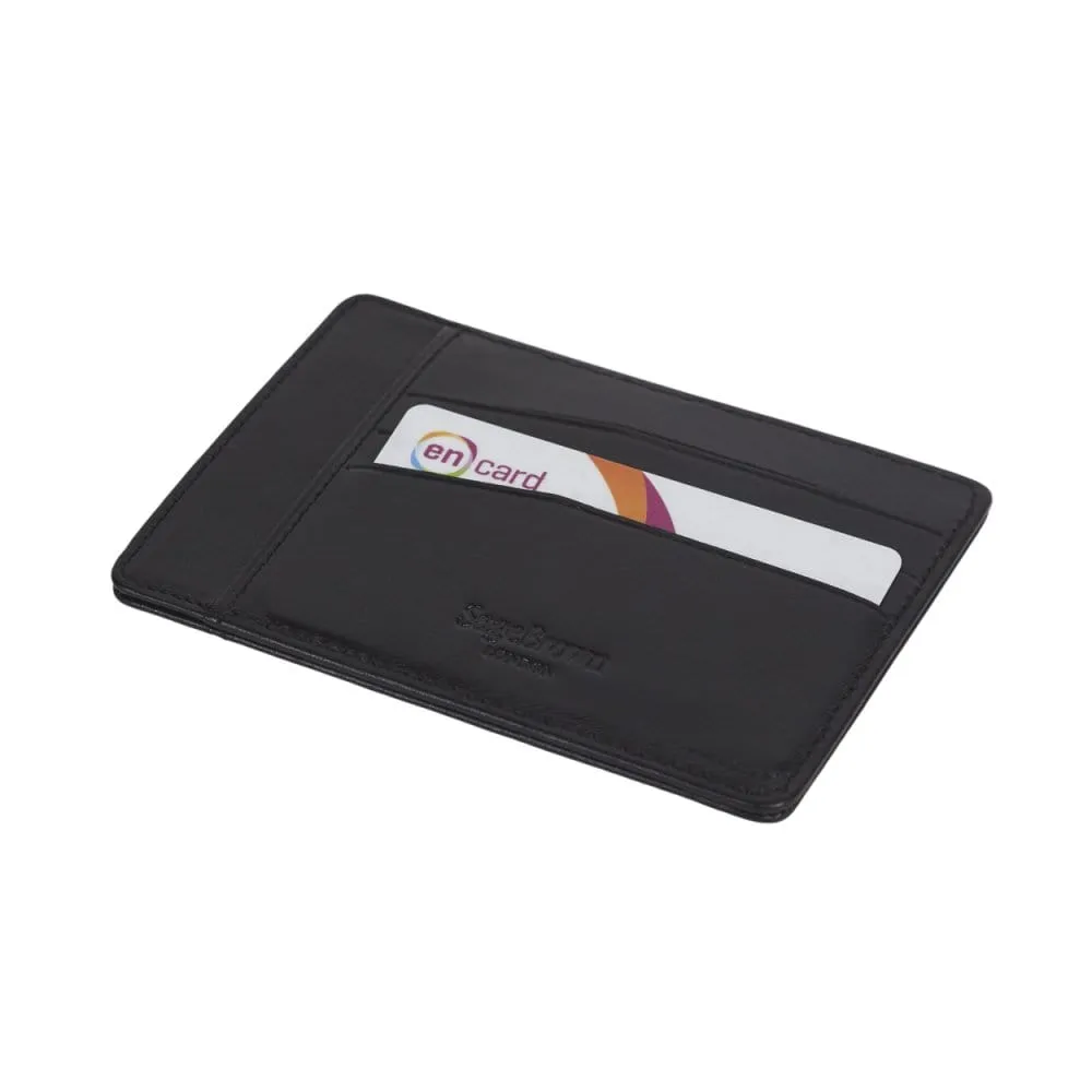 Slim Leather Flat Credit Card Holder - Black