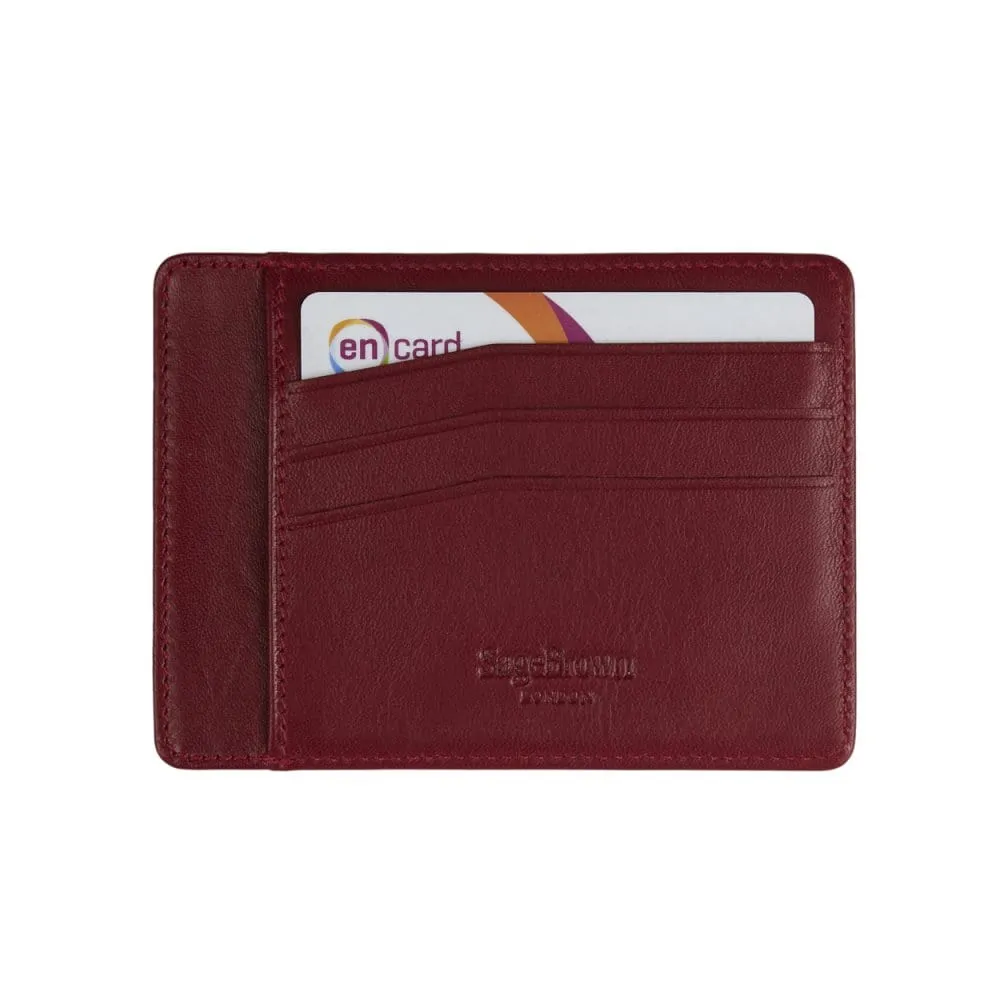 Slim Leather Flat Credit Card Holder - Red