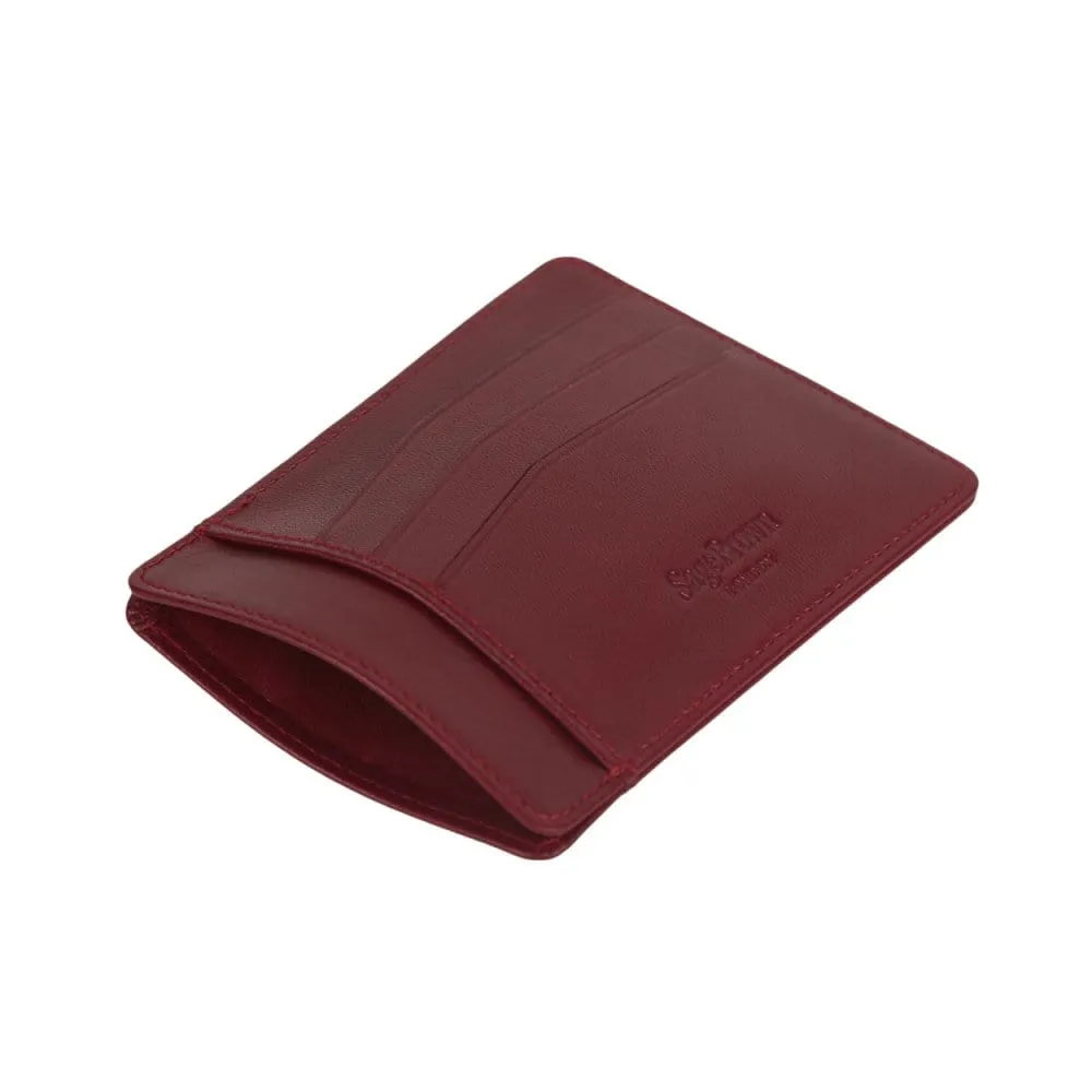 Slim Leather Flat Credit Card Holder - Red