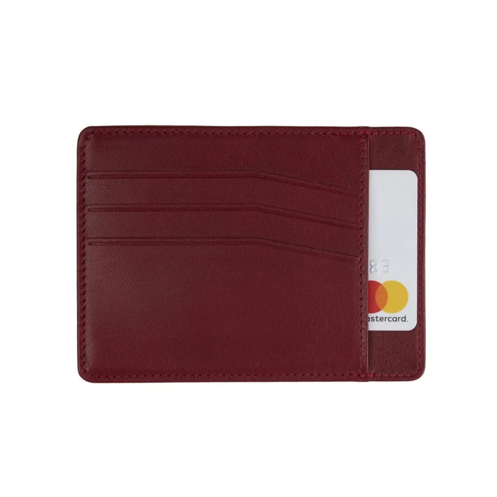 Slim Leather Flat Credit Card Holder - Red