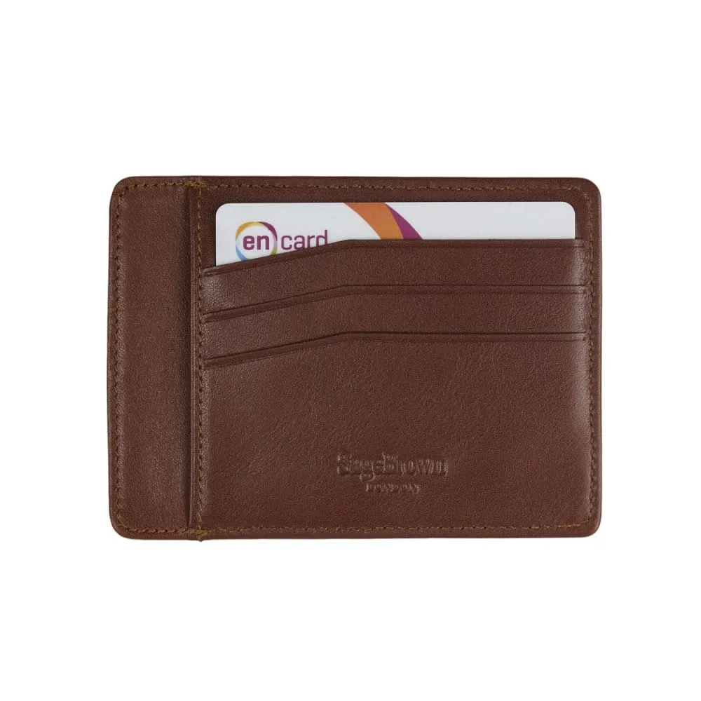 Slim Leather Flat Credit Card Holder - Tan