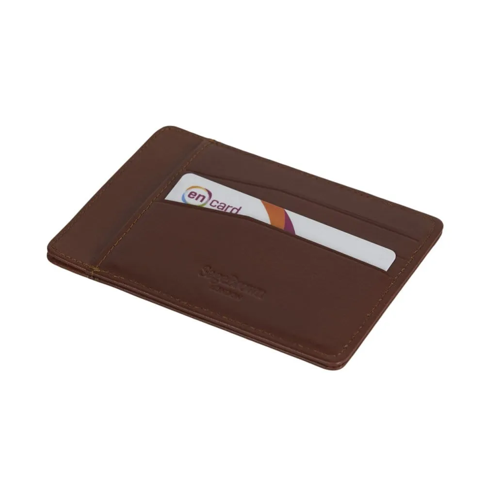 Slim Leather Flat Credit Card Holder - Tan