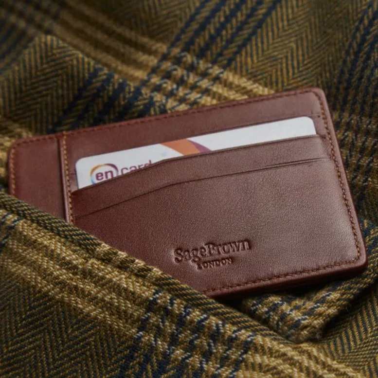 Slim Leather Flat Credit Card Holder - Tan