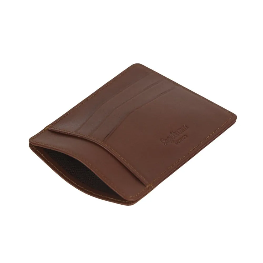 Slim Leather Flat Credit Card Holder - Tan
