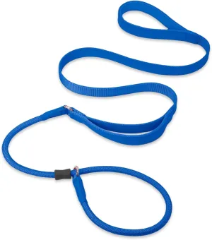 Slip Lead Dog Leash, Dog Training Leash with Double Handle, Soft Leather Slip Leash and Collar, Heavy Duty Nylon Dog Lead, No Pull Walking for Medium Large Small Dogs 6ft Dark Blue
