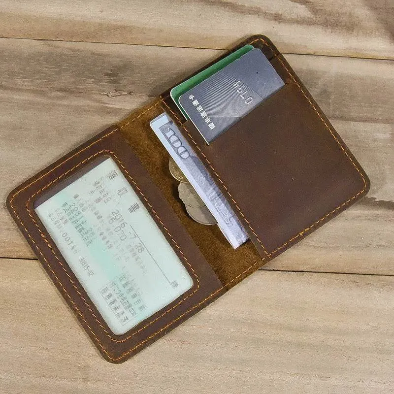 Small Bifold Wallet for Men & Women Slim Leather Coin Card Holder