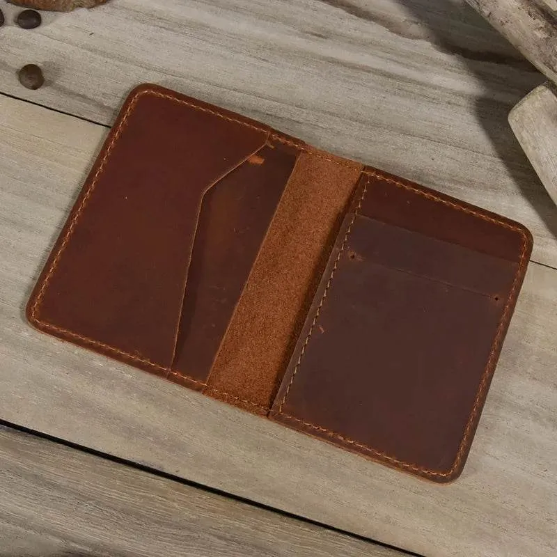 Small Bifold Wallet for Men & Women Slim Leather Coin Card Holder