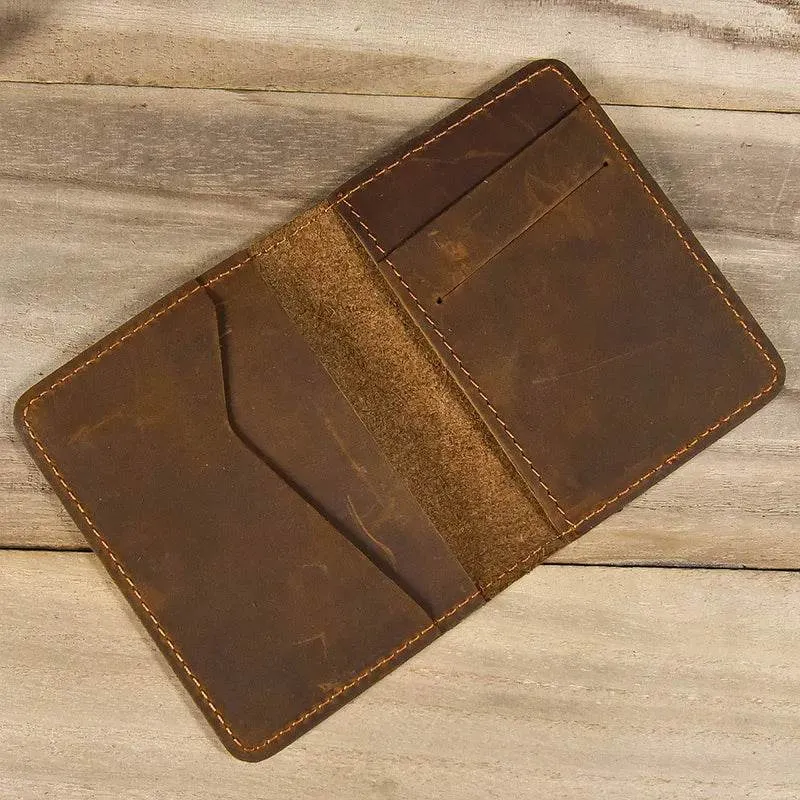 Small Bifold Wallet for Men & Women Slim Leather Coin Card Holder