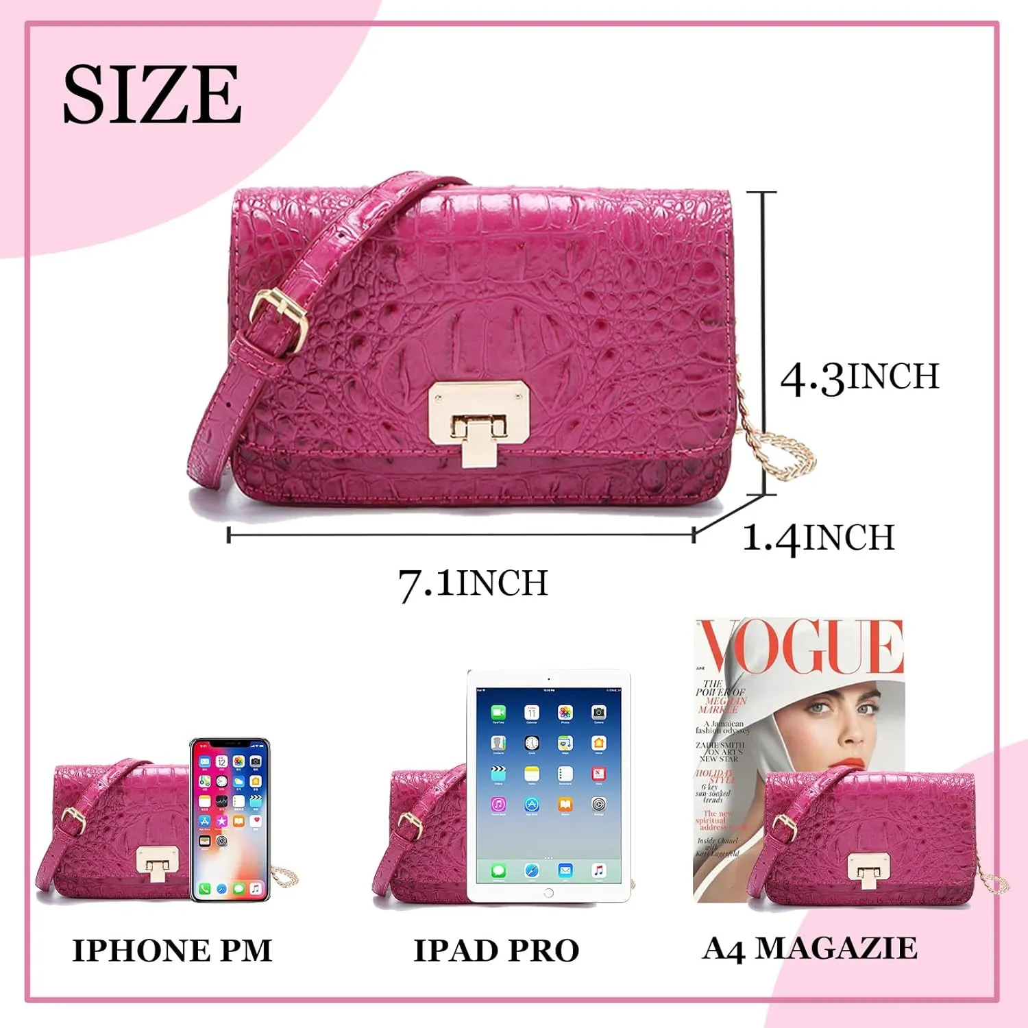 Small Crocodile Crossbody Cell Phone Purse for women Vegan Leather Clutch Wallet with Leather Shoulder Strap