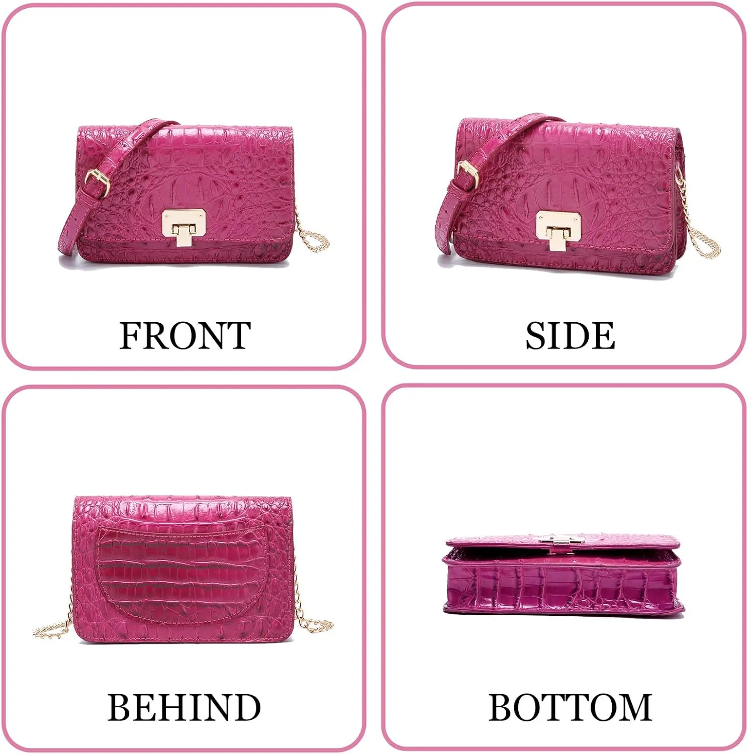 Small Crocodile Crossbody Cell Phone Purse for women Vegan Leather Clutch Wallet with Leather Shoulder Strap