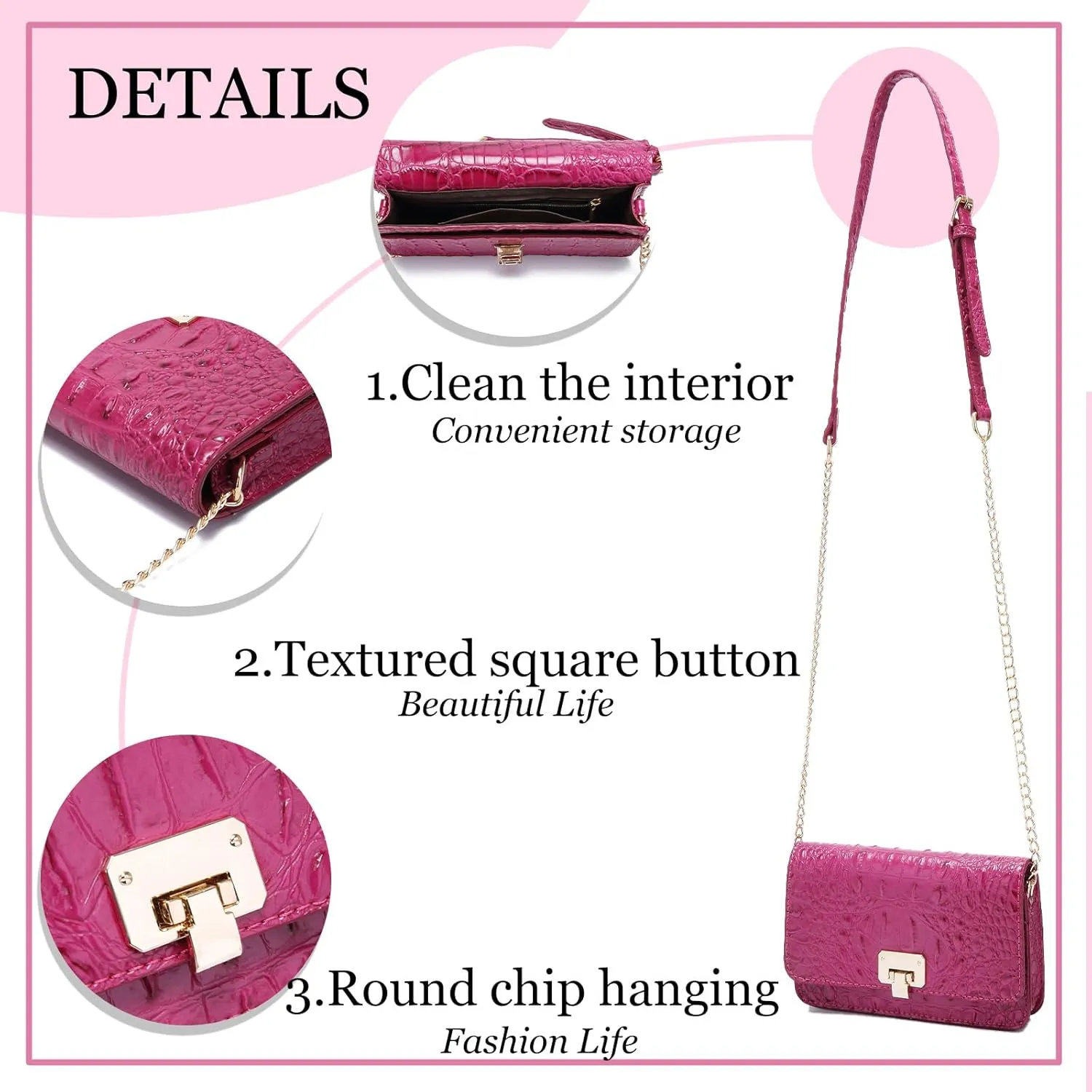 Small Crocodile Crossbody Cell Phone Purse for women Vegan Leather Clutch Wallet with Leather Shoulder Strap