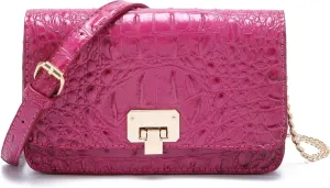 Small Crocodile Crossbody Cell Phone Purse for women Vegan Leather Clutch Wallet with Leather Shoulder Strap
