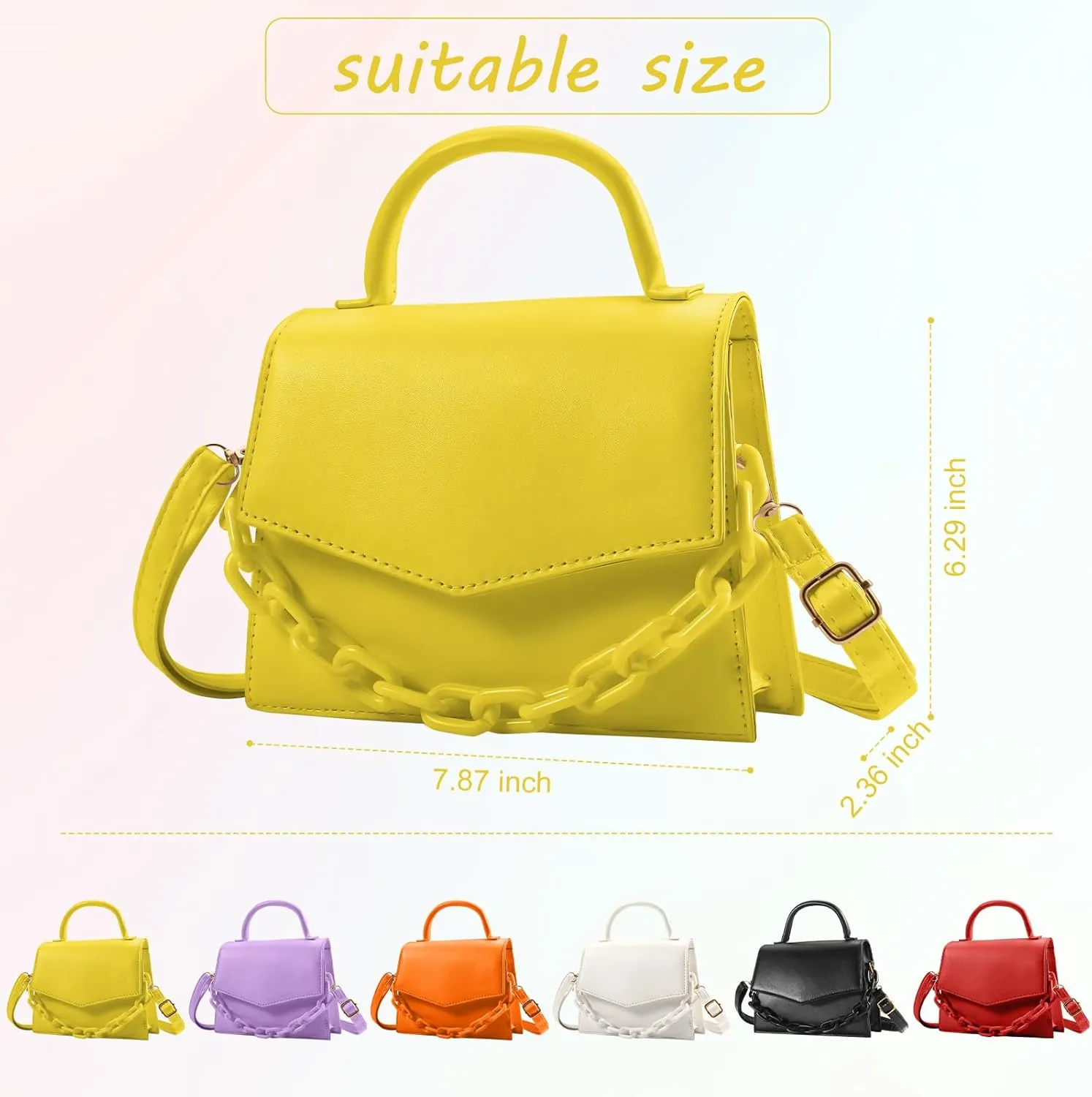 Small Crossbody Bags for Women Girls Trendy Top Handle Satchel Purses with Detachable Acrylic Chain