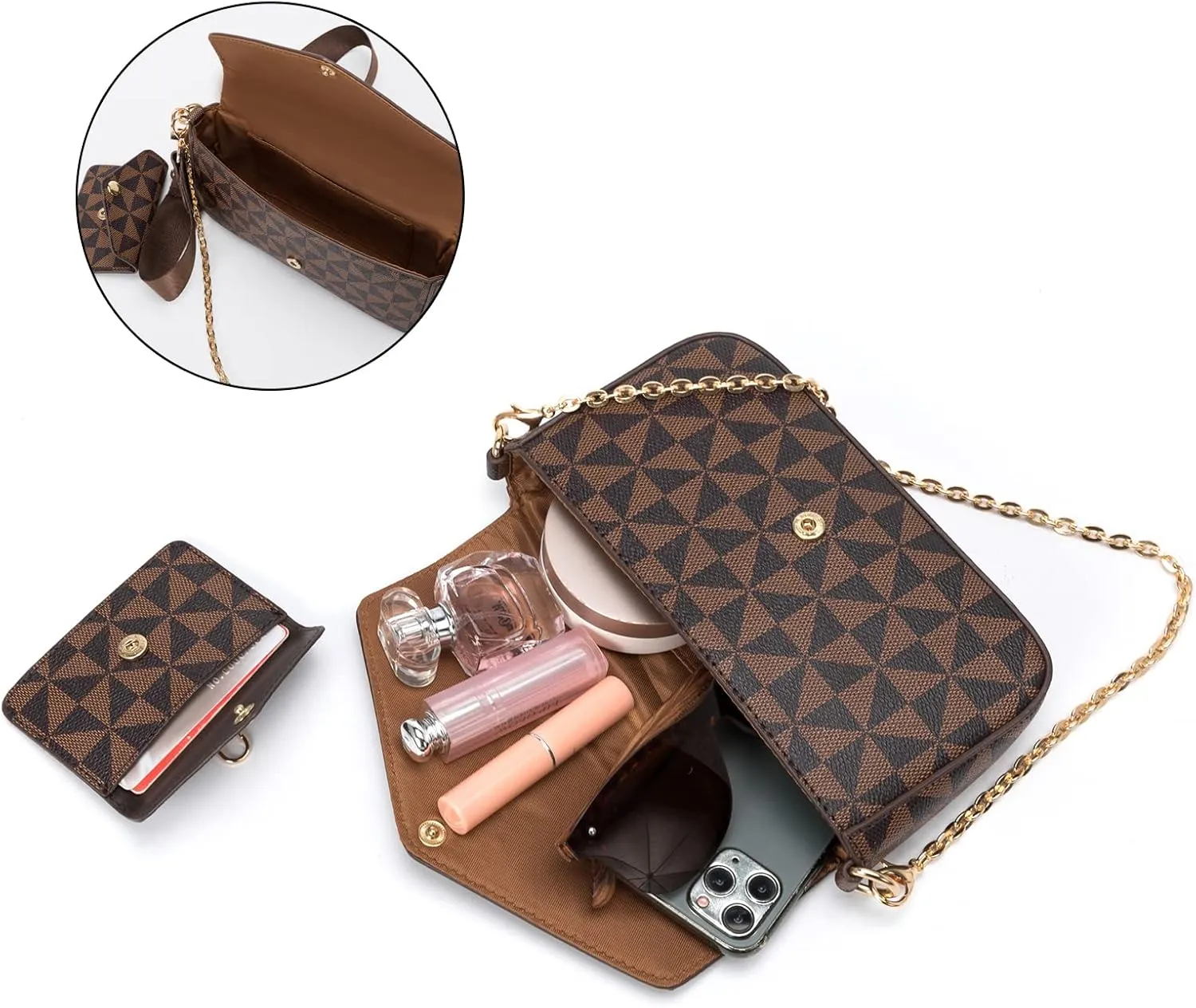 Small Crossbody Purse for Women, Envelope Clutch Designer Bag with Card Holder and Chain Adjustable Strap