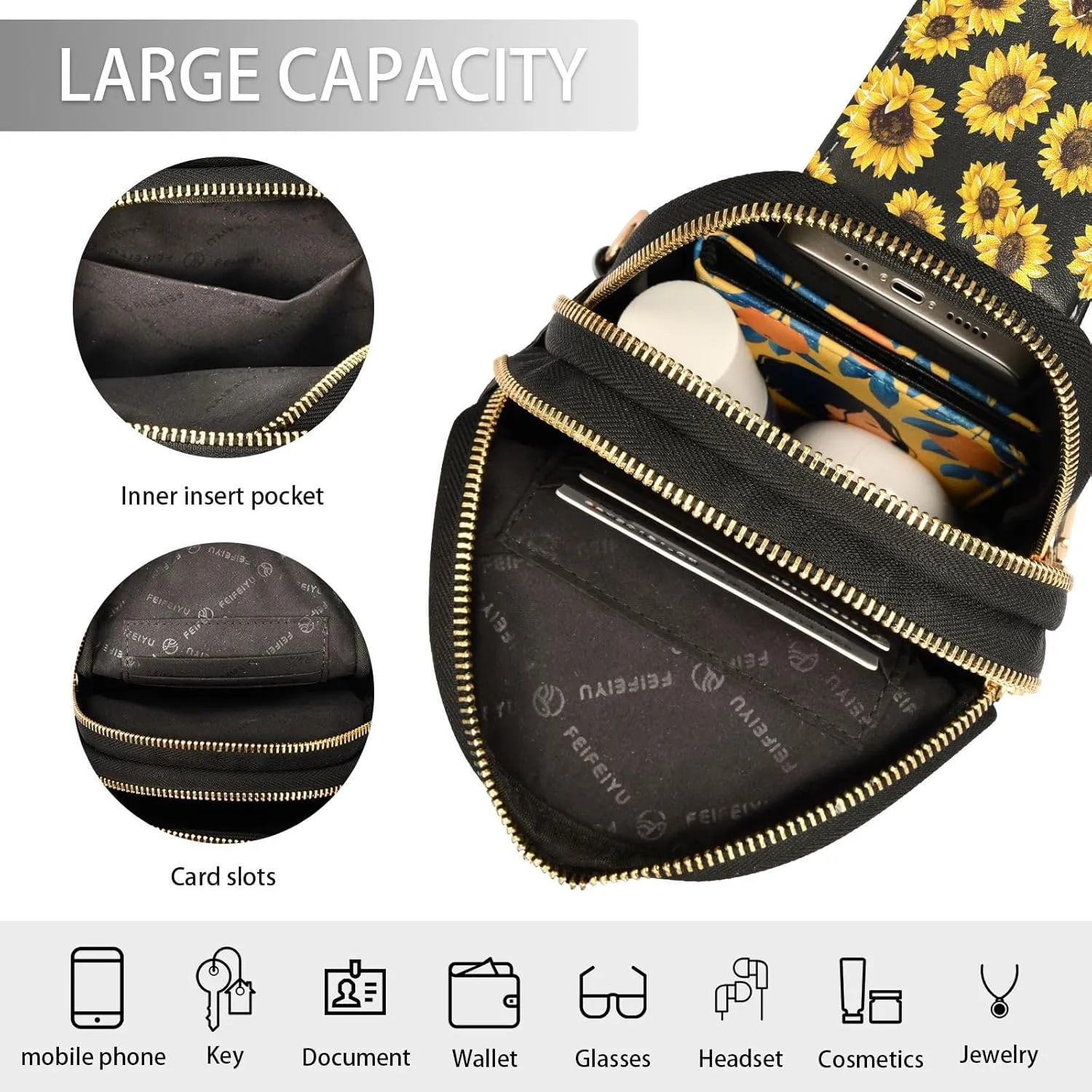 Small Sling Bag Cactus Succulent Floral Trendy Crossbody Bag Fashion Waist Packs Watercolor Leather Chest Bag