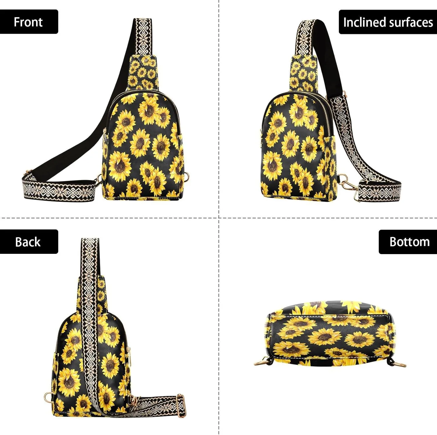 Small Sling Bag Cactus Succulent Floral Trendy Crossbody Bag Fashion Waist Packs Watercolor Leather Chest Bag