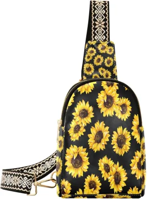 Small Sling Bag Cactus Succulent Floral Trendy Crossbody Bag Fashion Waist Packs Watercolor Leather Chest Bag