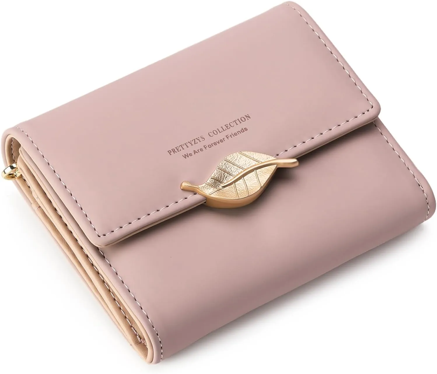 Small Womens Wallet Trifold Leather Card Holder RFID Blocking Zipper Pocket Ladies Purse with ID Window