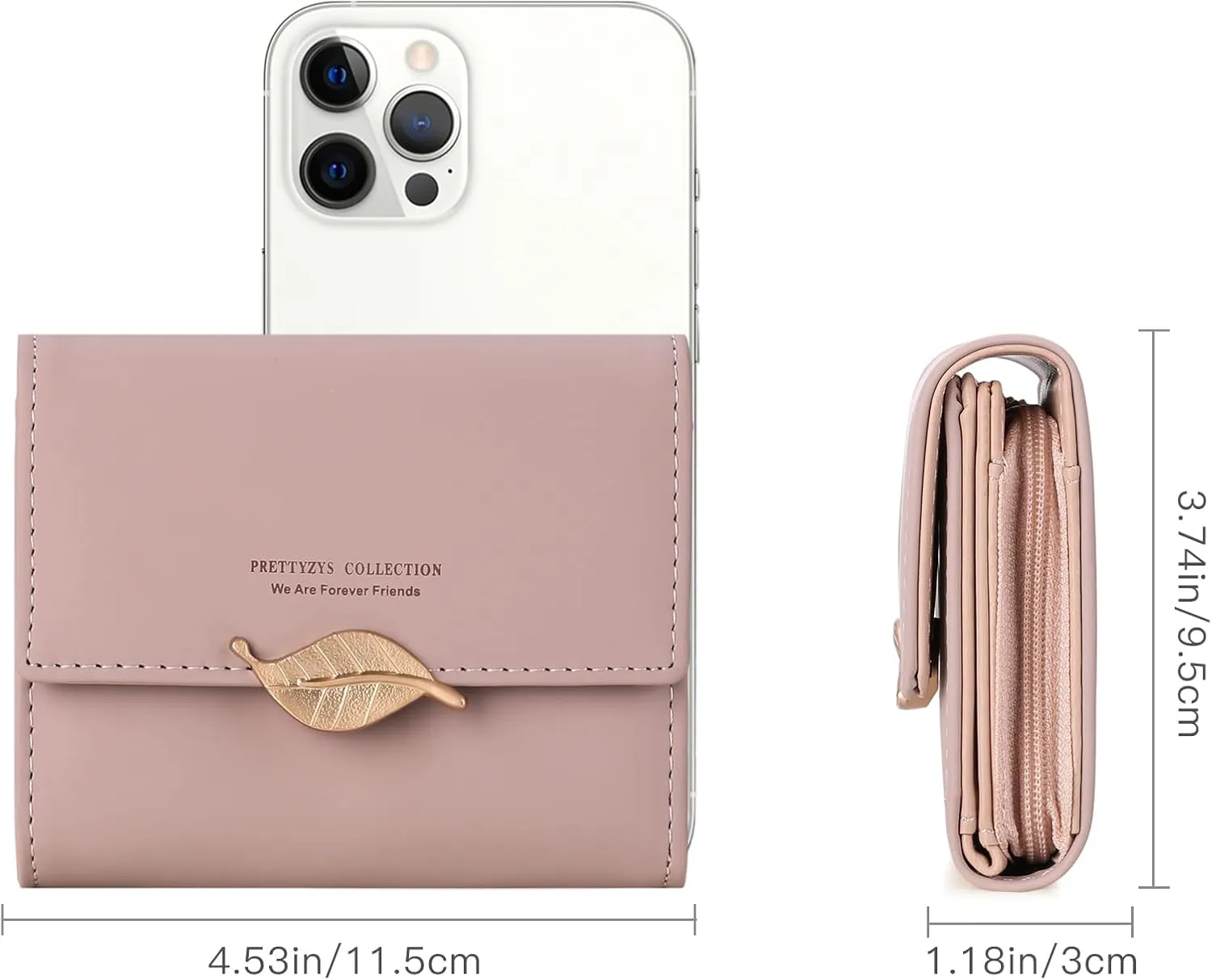 Small Womens Wallet Trifold Leather Card Holder RFID Blocking Zipper Pocket Ladies Purse with ID Window