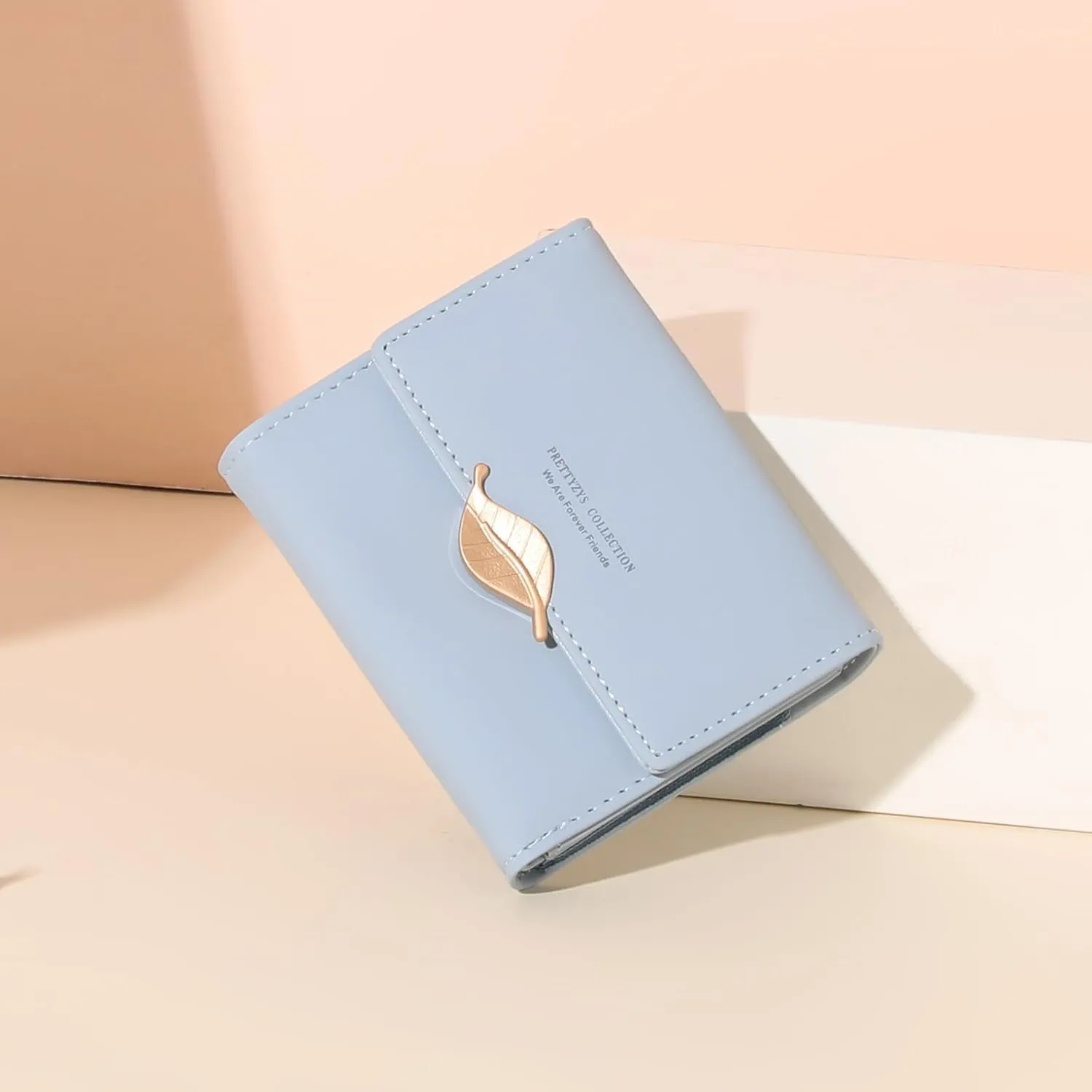 Small Womens Wallet Trifold Leather Card Holder RFID Blocking Zipper Pocket Ladies Purse with ID Window