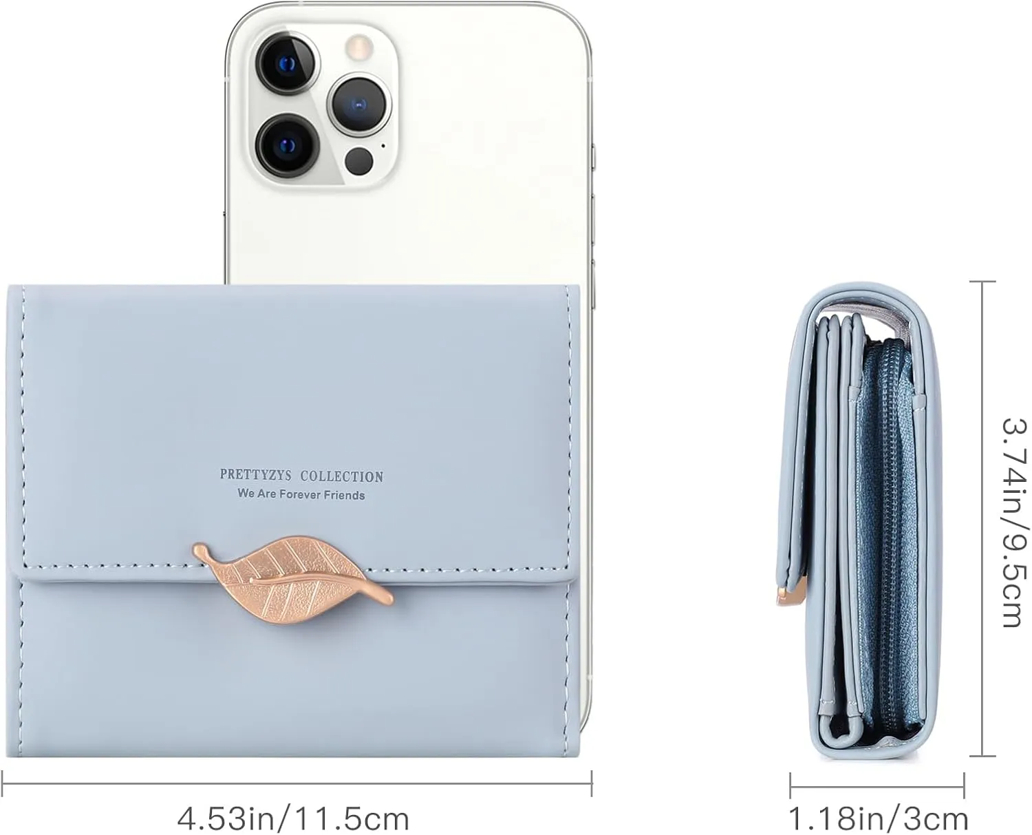 Small Womens Wallet Trifold Leather Card Holder RFID Blocking Zipper Pocket Ladies Purse with ID Window