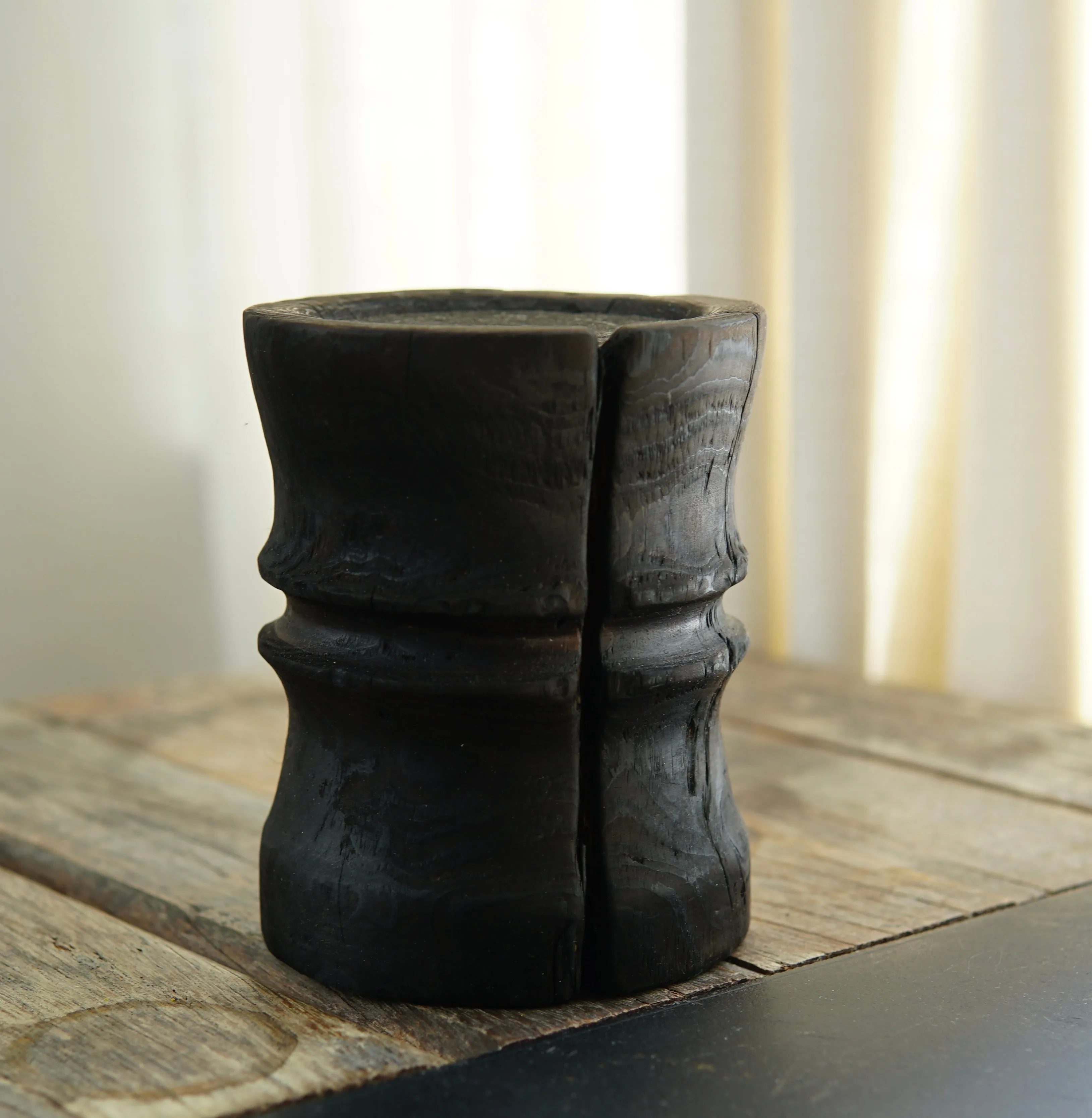 Small Yakisugi Wooden Candle Holders