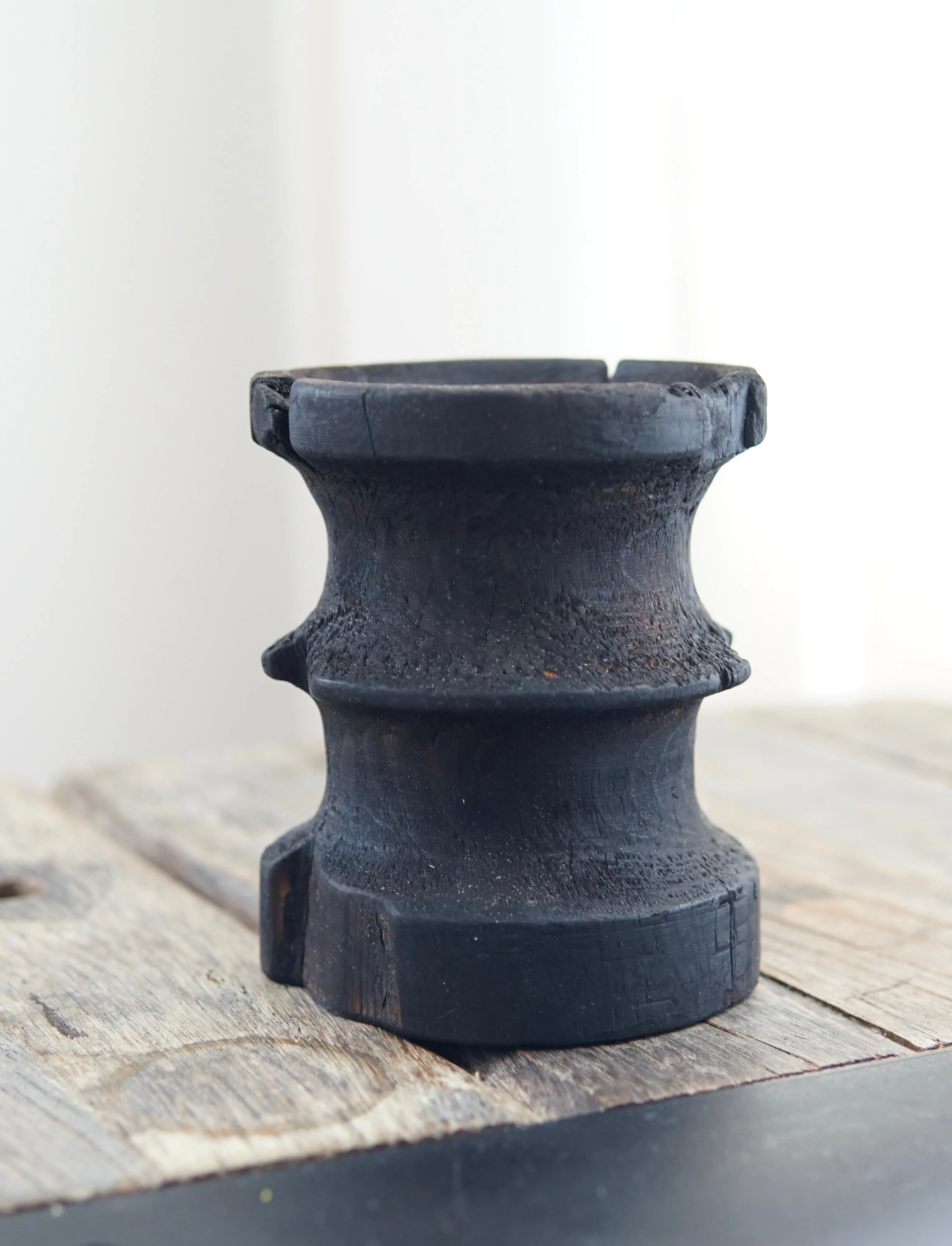Small Yakisugi Wooden Candle Holders