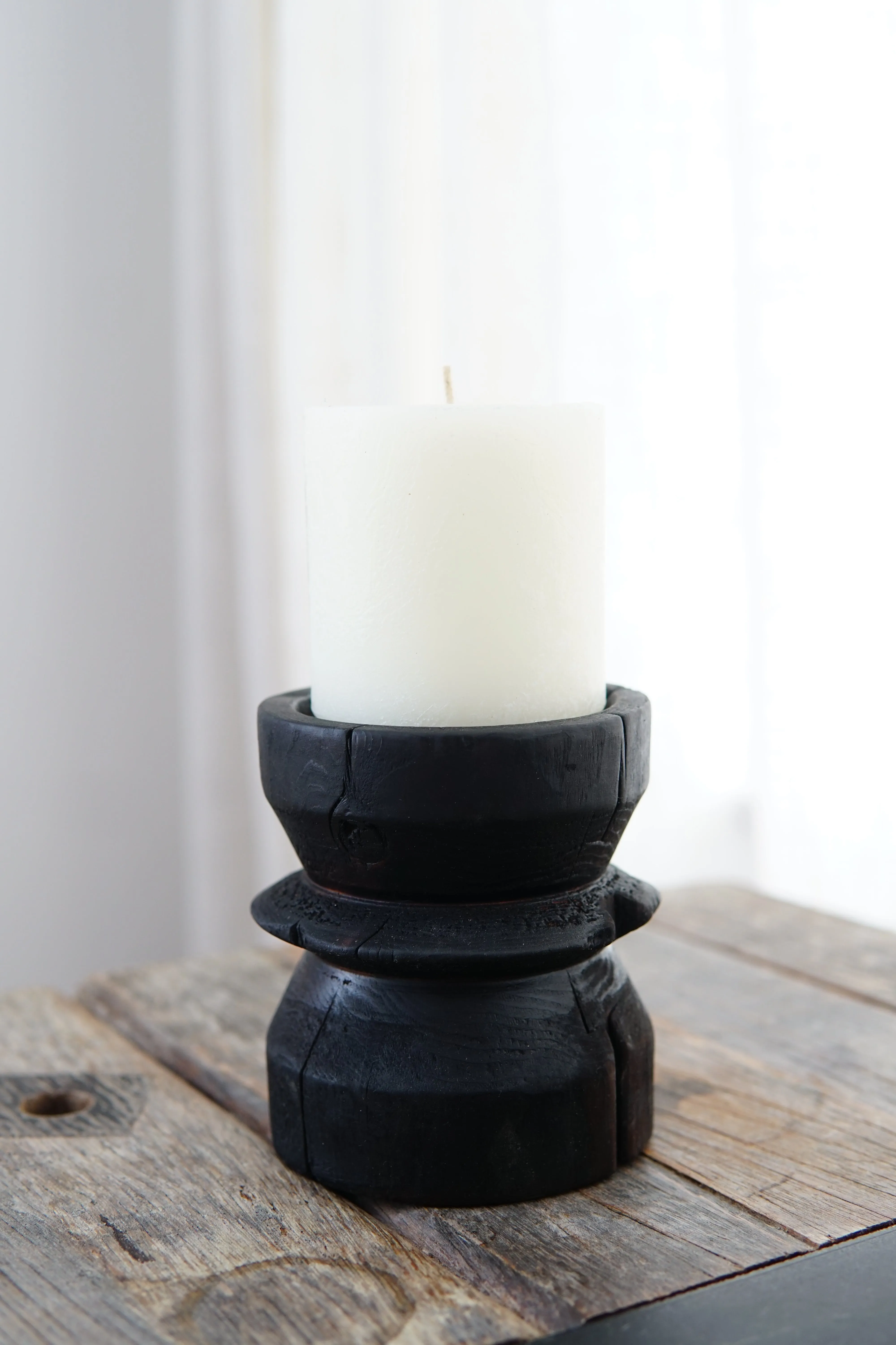 Small Yakisugi Wooden Candle Holders