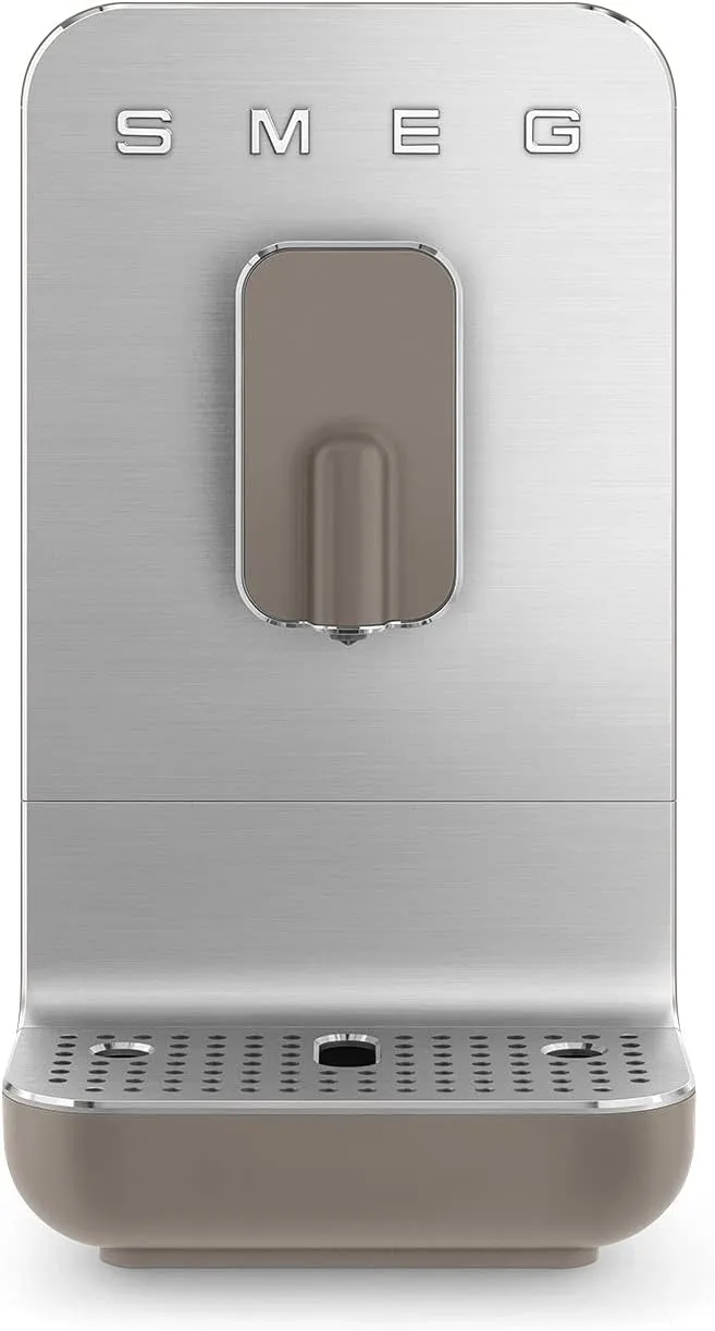 Smeg, BCC11TPMEU Automatic Espresso Coffee Maker Machine, Built-in Grain Grinder, Thermoblock System, 1.4L Water Tank, Removable Catcher, Compact Size, 1350W, Taupe