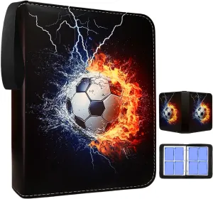 Soccer Trading Card Binder, 4 Pockets 400 Cards Holder with 50 Removable Sleeves Card Book Card Organizer for Sports Cards Album Gifts for Card Collectors