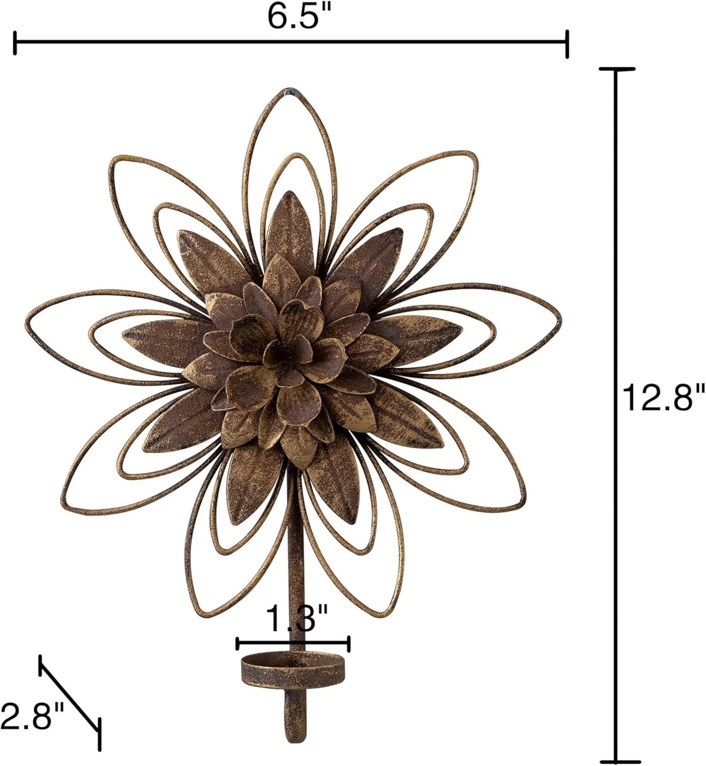 SOFE Antique Candle Sconces Wall Decor Set of 2, Metal Flowers Wall Candle Holder, Farmhouse Candle Holders for Small Pillar Candles, Shabby Chic Decor for Living Room, Dining Room, Fireplace