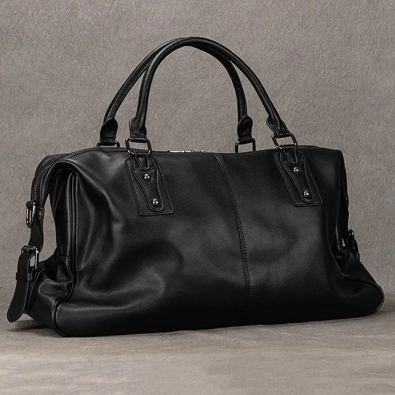 Soft Cowskin Leather Duffle Bag for Men & Women Weekend Travel