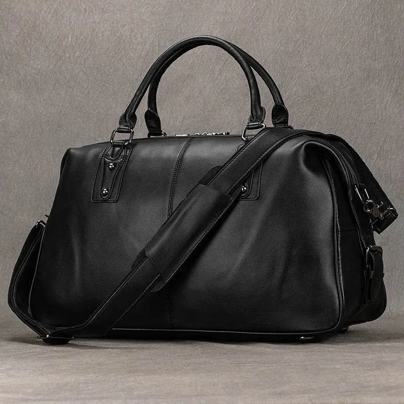 Soft Cowskin Leather Duffle Bag for Men & Women Weekend Travel