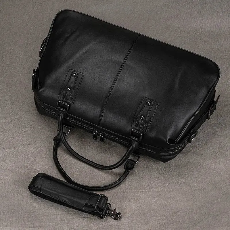 Soft Cowskin Leather Duffle Bag for Men & Women Weekend Travel