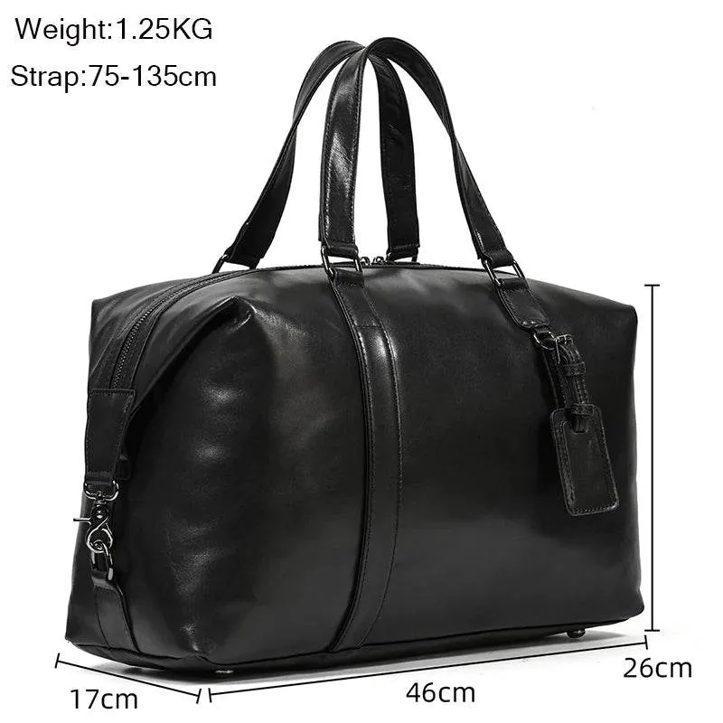 Soft Cowskin Leather Duffle Bag for Men & Women Weekend Travel