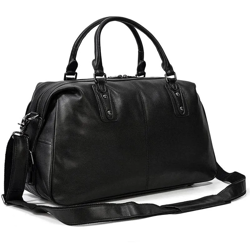 Soft Cowskin Leather Duffle Bag for Men & Women Weekend Travel