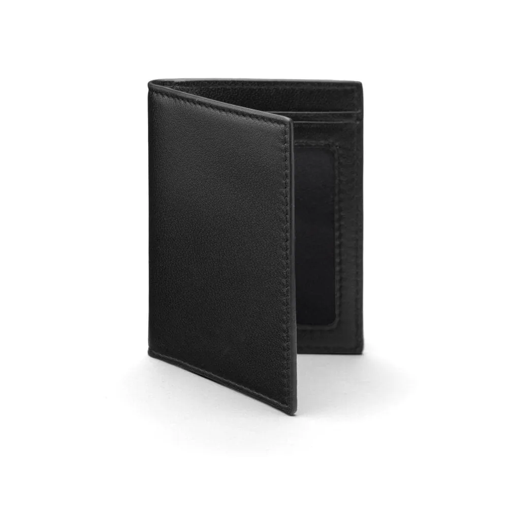Soft Leather Credit Card Case, RFID Protection - Black With Green