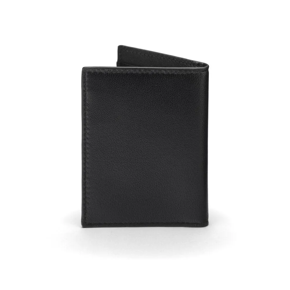 Soft Leather Credit Card Case, RFID Protection - Black With Green
