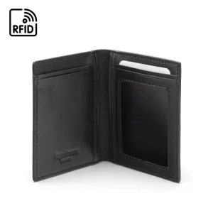Soft Leather Credit Card Case, RFID Protection - Black With Green