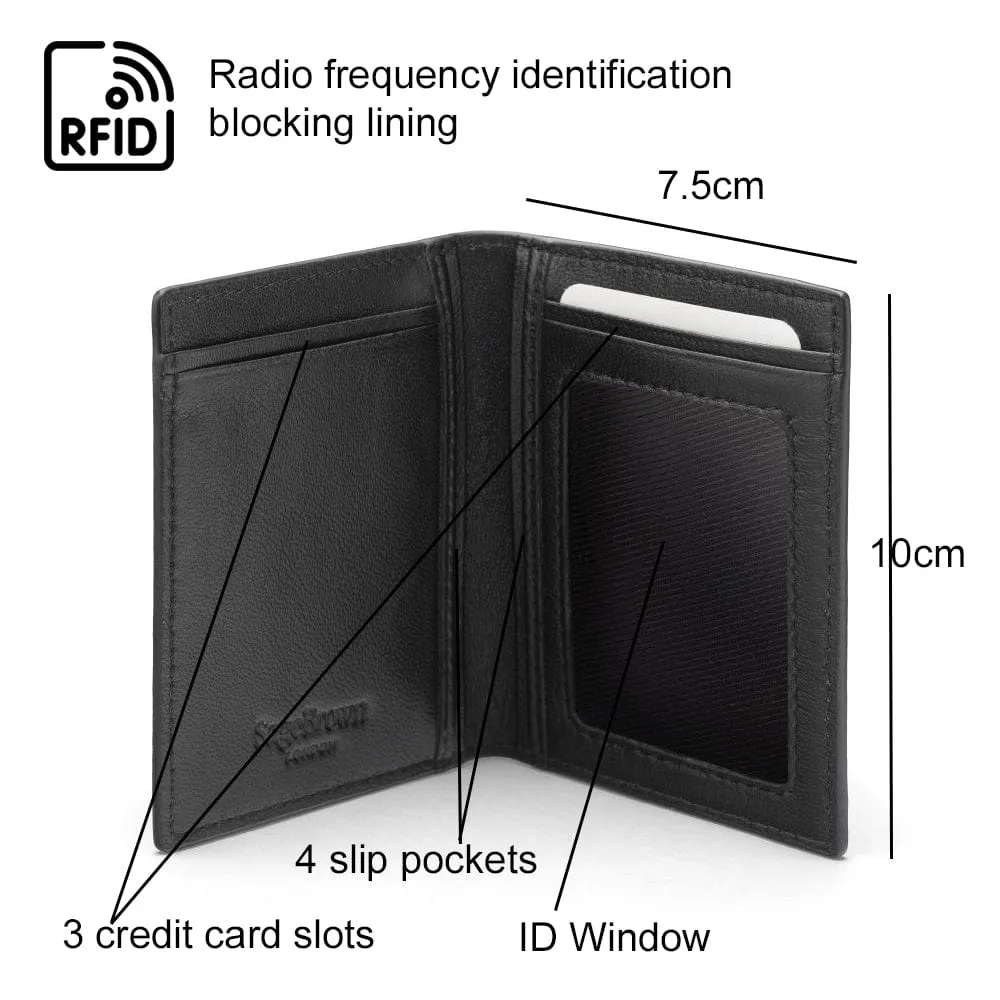 Soft Leather Credit Card Case, RFID Protection - Navy With Blue