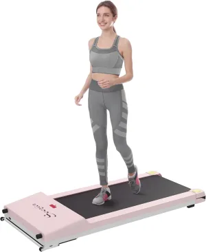 Soozier Under Desk Treadmill, Portable Walking Pad with Foldable Wheels, Remote Control, LED Display, 264 lbs Weight Capacity