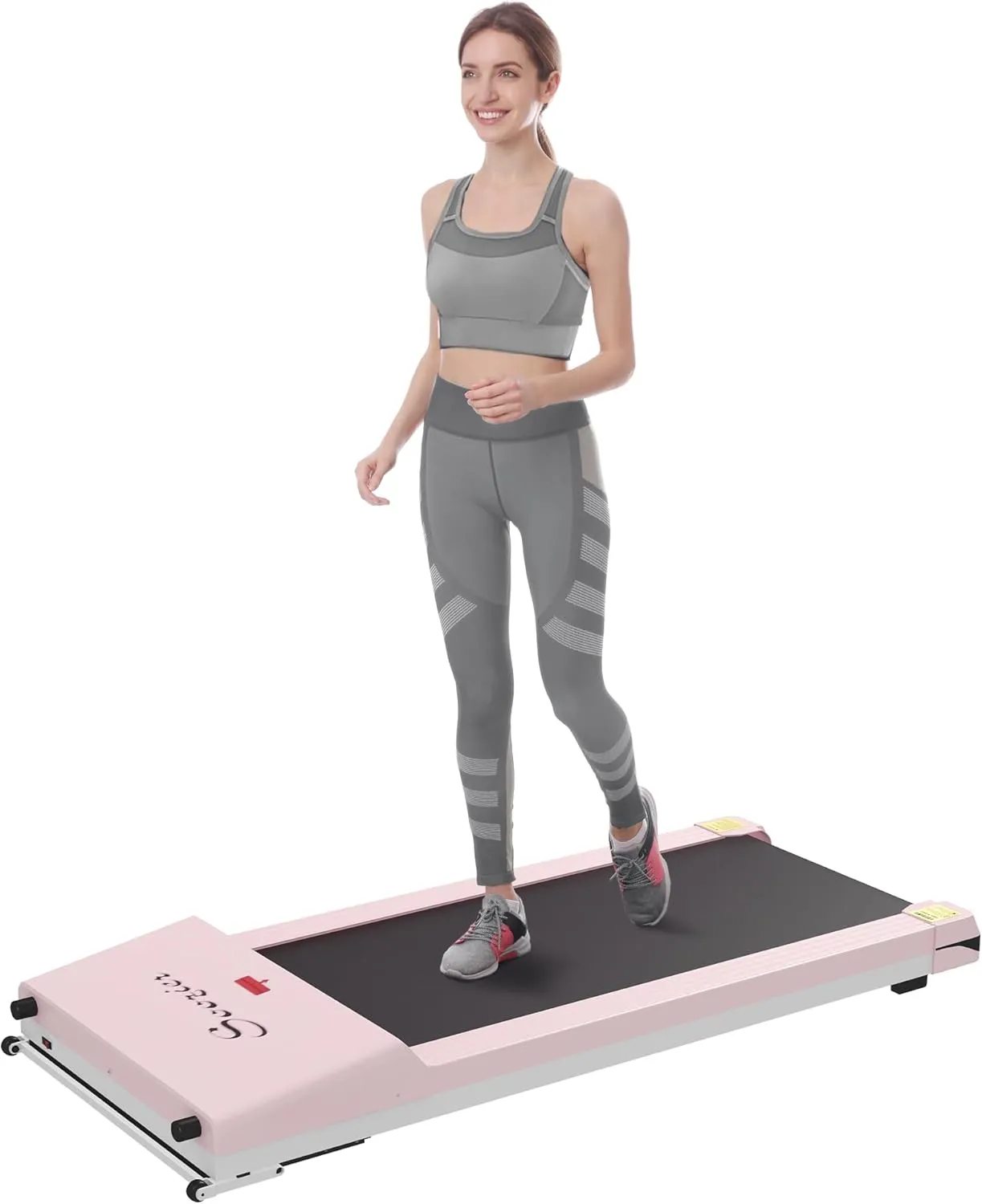 Soozier Under Desk Treadmill, Portable Walking Pad with Foldable Wheels, Remote Control, LED Display, 264 lbs Weight Capacity