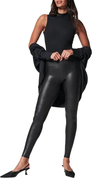 SPANXshape Faux Leather Leggings - Tummy Control Legging - with Contoured Power Waistband Stomach Compression - High Waist