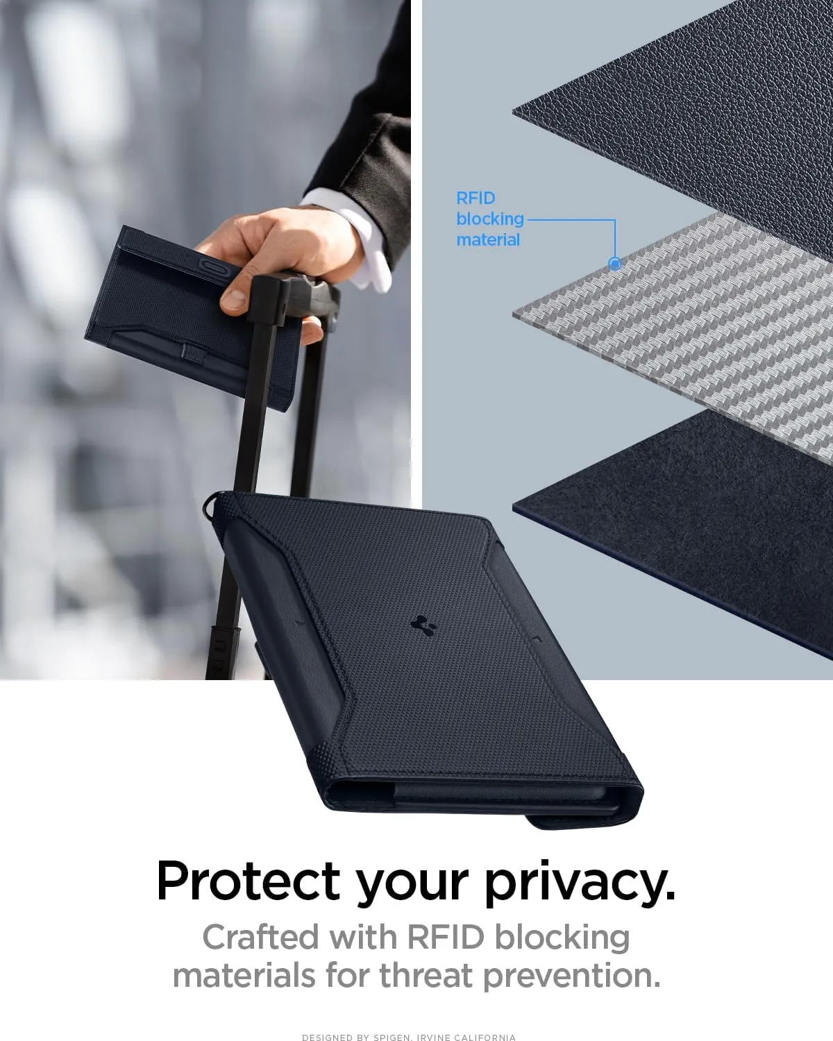 Spigen Life Passport Card Cover Holder Wallet Travel Documents Organizer Protector Accessories with RFID Blocking Technology SIM Card Pin Included