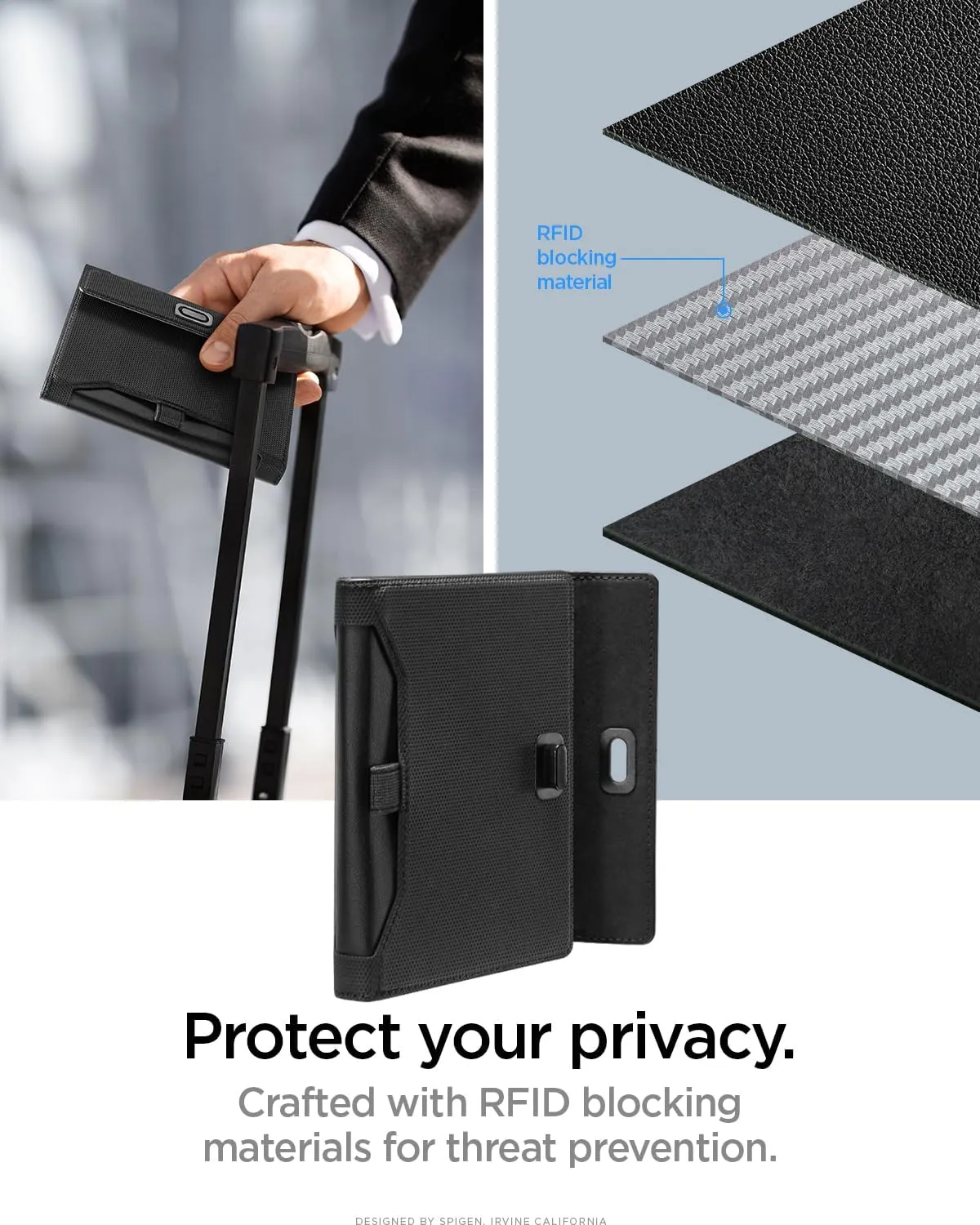 Spigen Life Passport Card Cover Holder Wallet Travel Documents Organizer Protector Accessories with RFID Blocking Technology SIM Card Pin Included