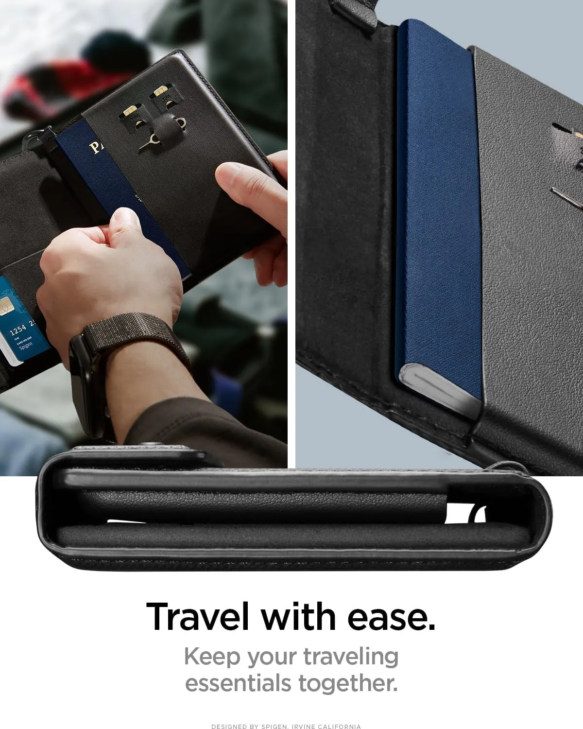 Spigen Life Passport Card Cover Holder Wallet Travel Documents Organizer Protector Accessories with RFID Blocking Technology SIM Card Pin Included