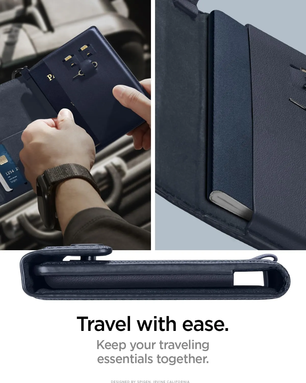 Spigen Life Passport Card Cover Holder Wallet Travel Documents Organizer Protector Accessories with RFID Blocking Technology SIM Card Pin Included