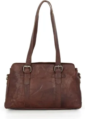 Spikes & Sparrow Women's Oklahoma Shoulder Bag, dark brown, 31 x 10 x 19 cm
